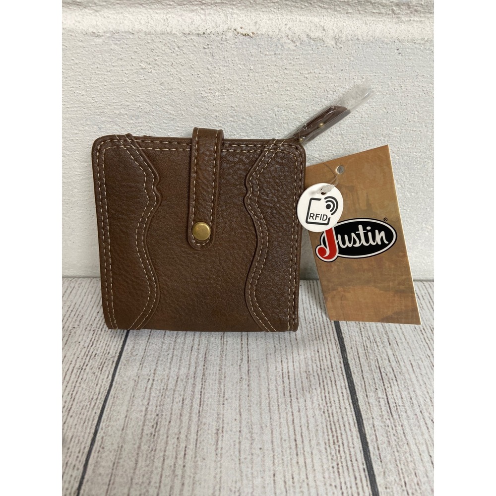 Justin Wallet RFID Protection Western Style Brown Leather Small